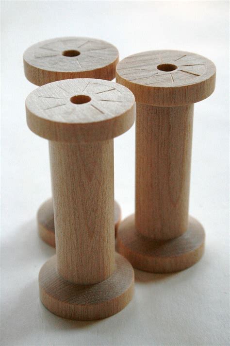 Large Wooden Spools Set Of 6 Natural Wood Thread Spools