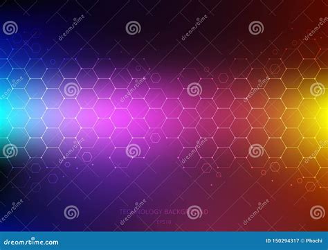 Abstract Science And Technology Concept From Hexagons Pattern With Node