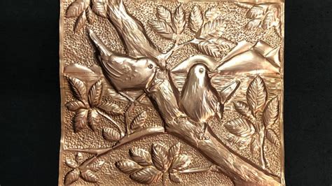 Metal Art Work Bird Scenery Relief Metal Embossing Thank You 100