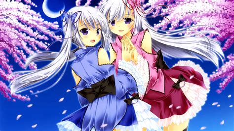Original Characters Two Women Long Hair White Hair Looking At