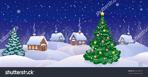 Vector Cartoon Illustration Cute Christmas Night Stock Vector Royalty