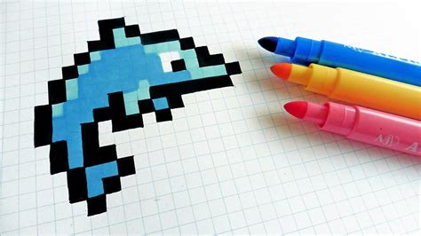Handmade Pixel Art How To Draw A Dophin Pixelart Pixel Art Pixel