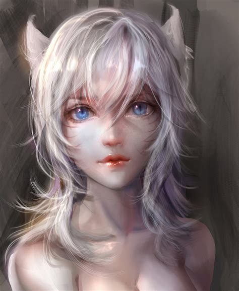 Snow Fox Ahri Yujin Jung Character Art Portrait Anime Art Girl