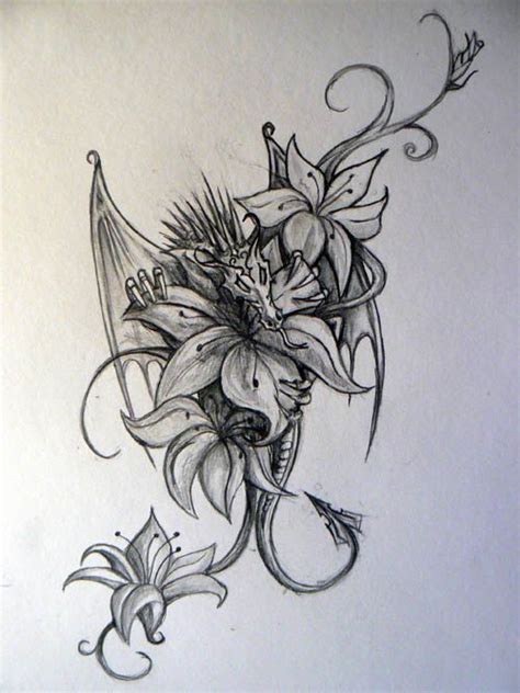 Dragon lily tattoo is one of south florida's premier custom tattoo shops. Lily dragon pencil drawing A3 | Tatoos | Pinterest ...