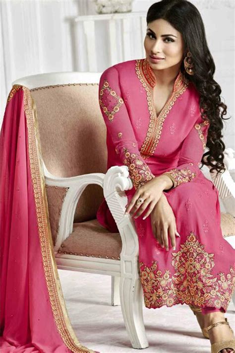 Pink Pure Georgette Semi Stitch Churidar Suit Saree Designs Ladies