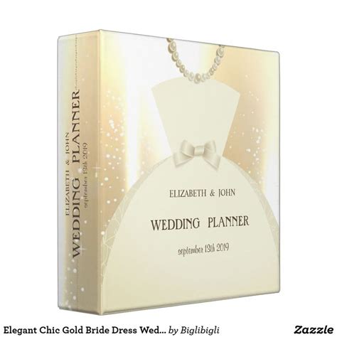 Elegant Chic Gold Bride Dress Wedding 3 Ring Binder Zazzle Elegant Chic Wedding Photo Books