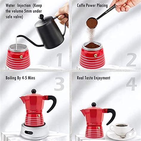 Rainbean Espresso Maker 6 Cups Moka Pot Set Steam Italian Stovetop