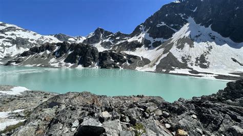 Turquoise Glacier Fed Lake Stock Photo Image Of Wilderness 255248854
