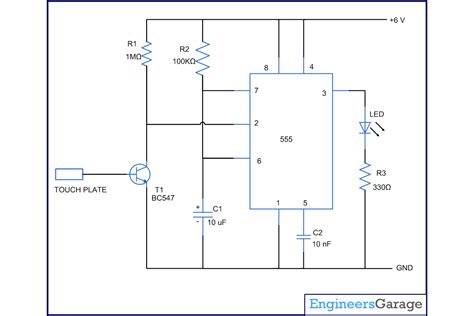 Touch Switch Using Monostable Mode Of 555 Timer Ic