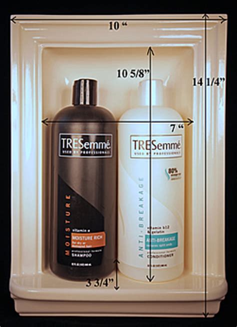 Actual dimensions will depend on a type and style of certain shower. Shower Shelf Shampoo Niche Recessed Showering Shelves Niches