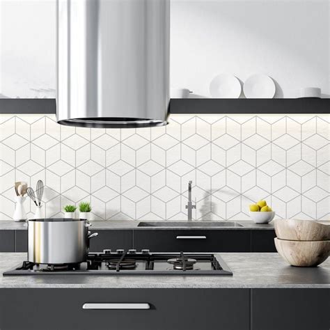 Designer Kitchen Splashback Wallpaper Geometric Cubes In 2022