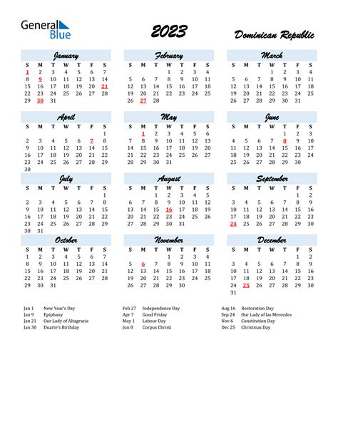 2023 Dominican Republic Calendar With Holidays