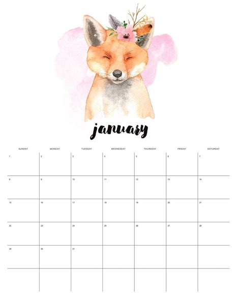 Free Printable 2023 Watercolor Animal Calendar The Cottage Market
