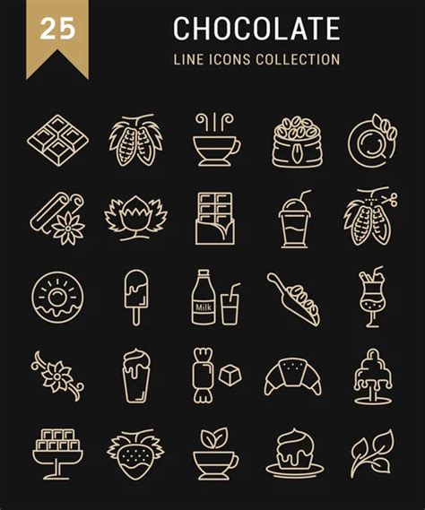 Set Vector Flat Line Icons Chocolate Stock Vector Image By ©andrei45454
