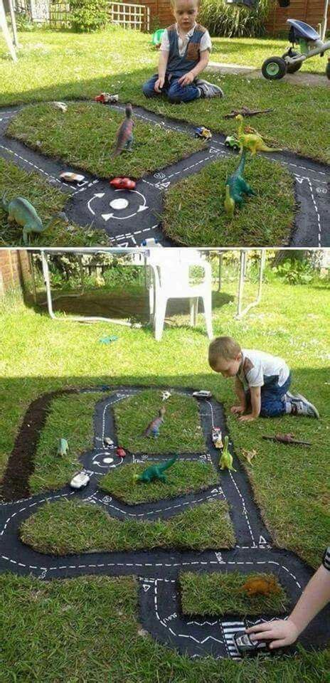Toy Car Race Track Set Into The Lawn For Hours Of Fun Photo Source