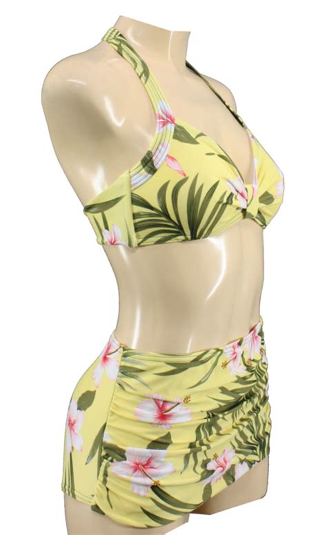 Aloha Beachwear S Bikini Yellow Hawaiien Hibiscus In Small Aloha