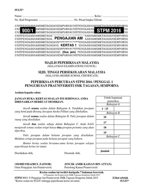 Soalan Stpm Pengajian Am Penggal 1 2018