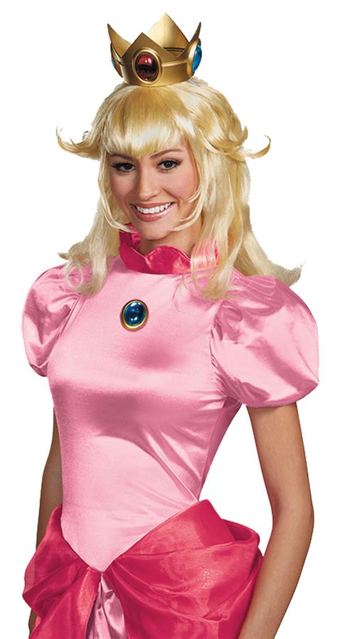 Princess Peach Mario Female Adults Blonde Wig Wispy Hair Halloween