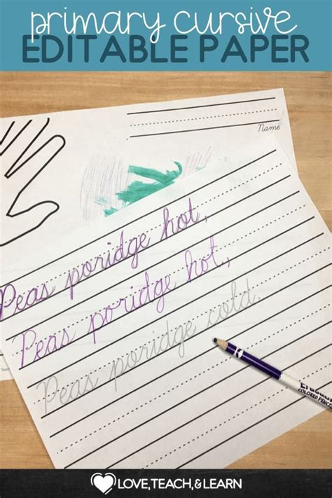 This printable lined paper is available with various line widths, two page orientations, and four paper sizes. Primary Editable Writing Paper : Cursive | Learning ...