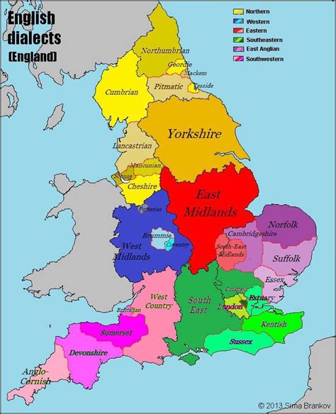 English Dialects Language Map Map England