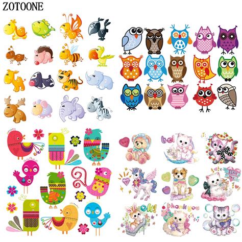 Zotoone Cute Cartoon Animal Sets Applique Iron On Patches For Clothing