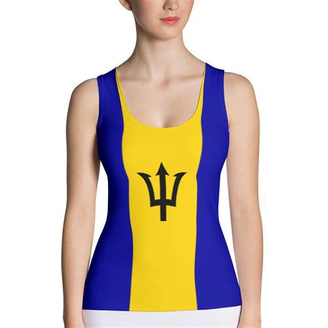 Barbados Flag Womens Fitted Tank Top Workout Tank Tops Tank Tops Caribbean Outfits