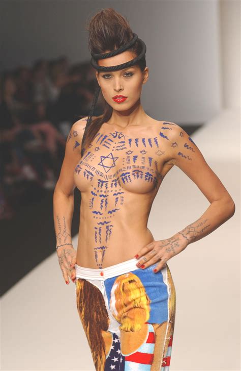 Picture tagged with Skinny Brunette Petra Němcová Body painting Celebrity Star Czech