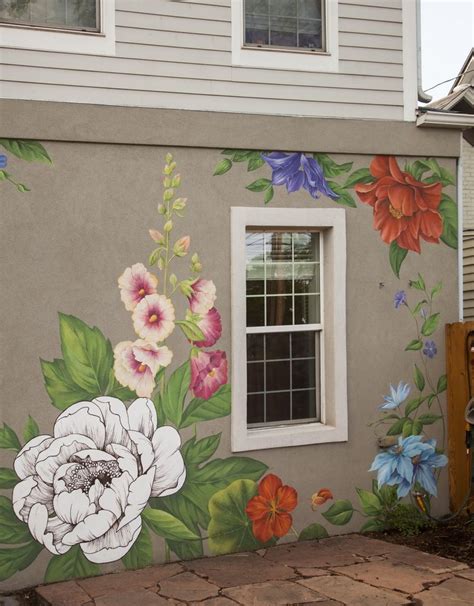 Flower Wall Art Mural Painted On The Walls Of A Private House In