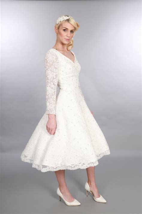 25 Of The Most Beautiful Tea Length Short Wedding Dresses With Sleeves