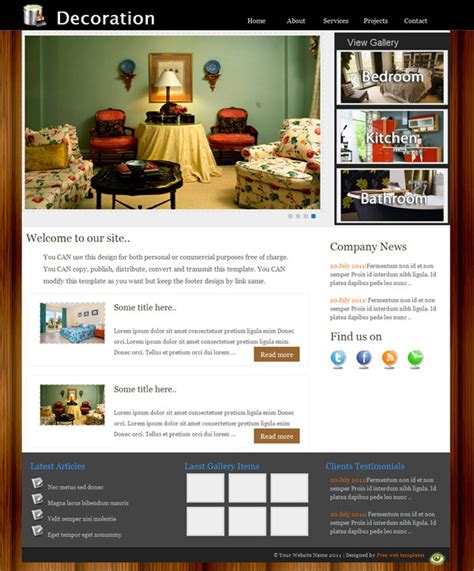 Free Home Decoration Css Website Template Templates Perfect