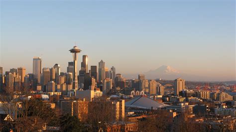 Developed in 1952 at washington state university, the rainier cherry is a cross between the bing and the van. Seattle and Mount Rainier in February. | Seattle skyline ...