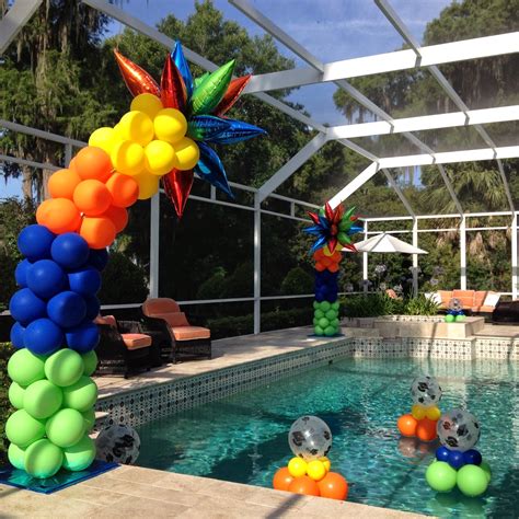 Party People Event Decorating Company Colorful Graduation Pool Party