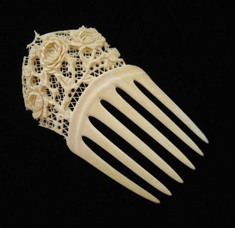 Antique Ivory Comb Genuine Carved Ivory