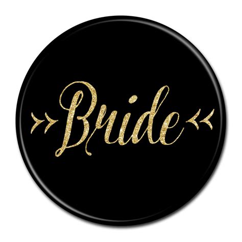 Perfect as wedding shower gifts for daughter and wedding shower gifts for friend. Wedding Bride Buttons - Black & Gold. Custom Buttons