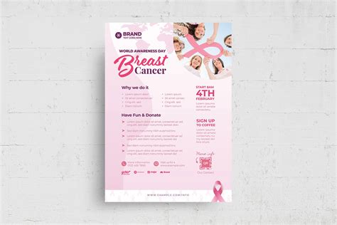 Pink Cancer Flyer Template Flyer Templates Creative Market