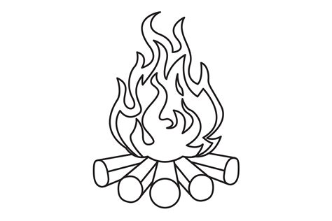Camping Bonfire Outline Icon By Printables Plazza Thehungryjpeg