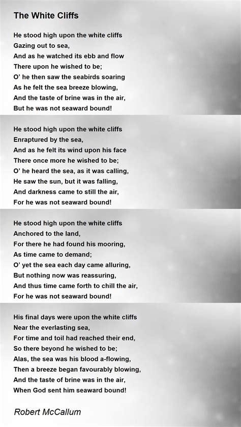 The White Cliffs Poem By Robert Mccallum Poem Hunter