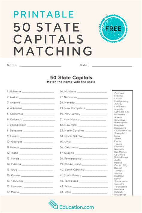 Free Printable States And Capitals Worksheets Lexias Blog