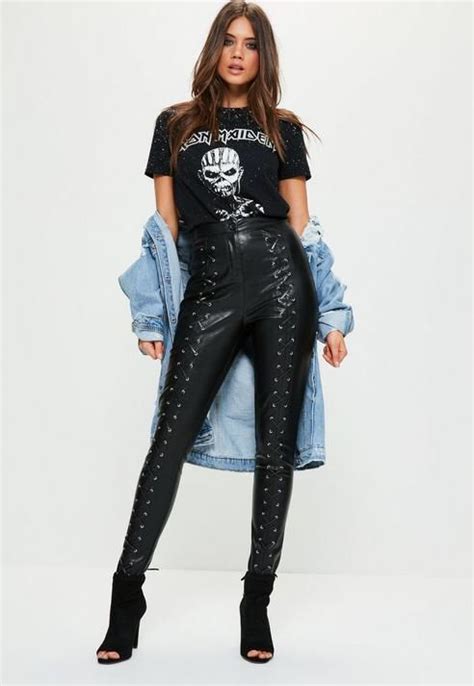 Missguided Tall Exclusive Black Faux Leather Skinny Trousers Clothing