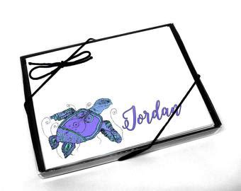 Sea Turtle Note Cards Personalized Stationery Folded
