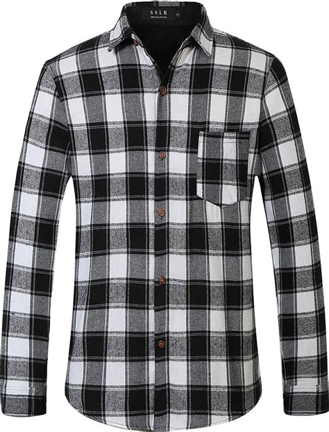 SSLR Flannel Shirt For Men Long Sleeve Button Down Shirt Plaid Casual