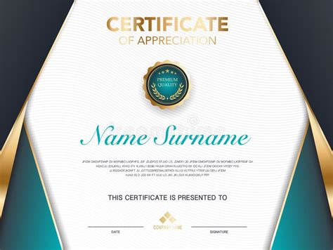 Diploma Certificate Template Green And Gold Color With Luxury And