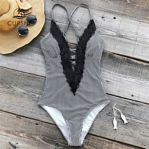 Best Cupshe Wish You Well Lace One Piece Swimsuit Cutout Deep V Neck