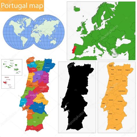 Portugal Mapa Stock Vector By Volina