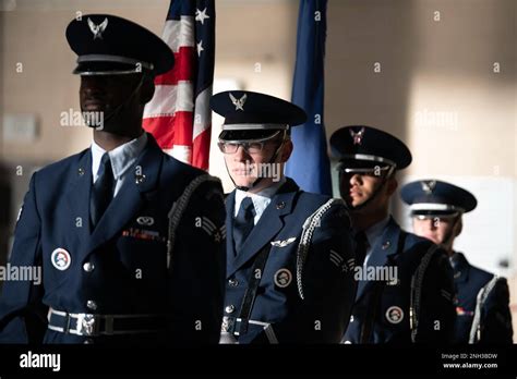 Members Of The Travis Air Force Base Honor Guard Present The Colors
