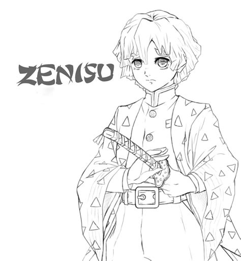 Agatsuma Zenitsu Is Crying Coloring Pages Demon Slayer Coloring Pages