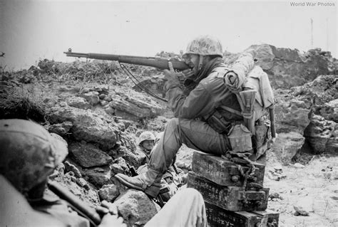 Marine Nco Sharpshooter In Action On Iwo Jima 12 March 1945 World War