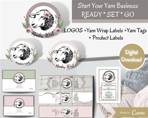 Editable Template Wool Package Logo Yarn Label Sheep Wool Roving