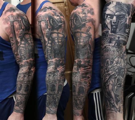 Roman Gladiator Tattoo Sleeve