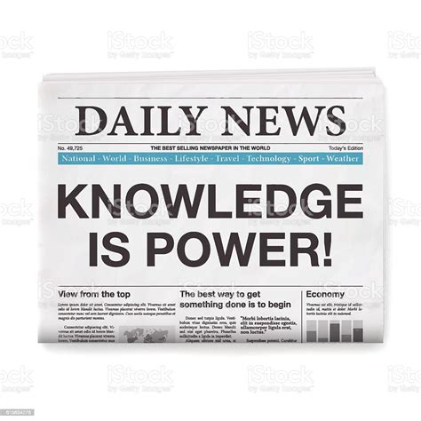 Knowledge Is Power Headline Newspaper Isolated On White Background ...